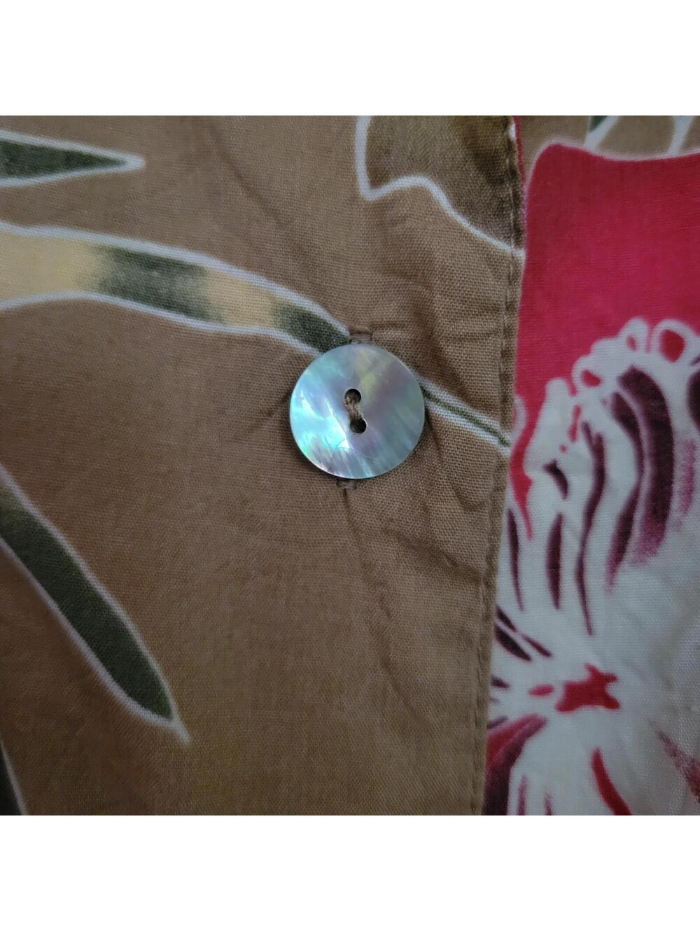 Jamaica Bay Woman's Hawaiian Shirt 100% Cotton Size 2X Floral Tan - Picture 5 of 6